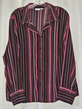 Apt 9 women's multicolor striped button up long sleeve shirt size 2X